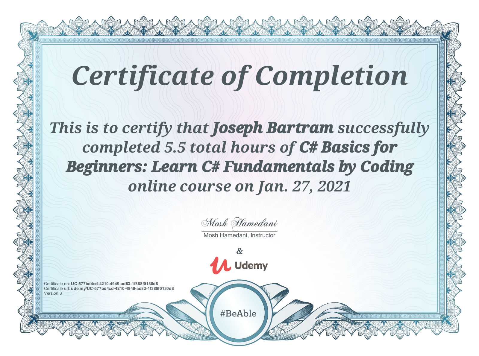 image of udemy certificate