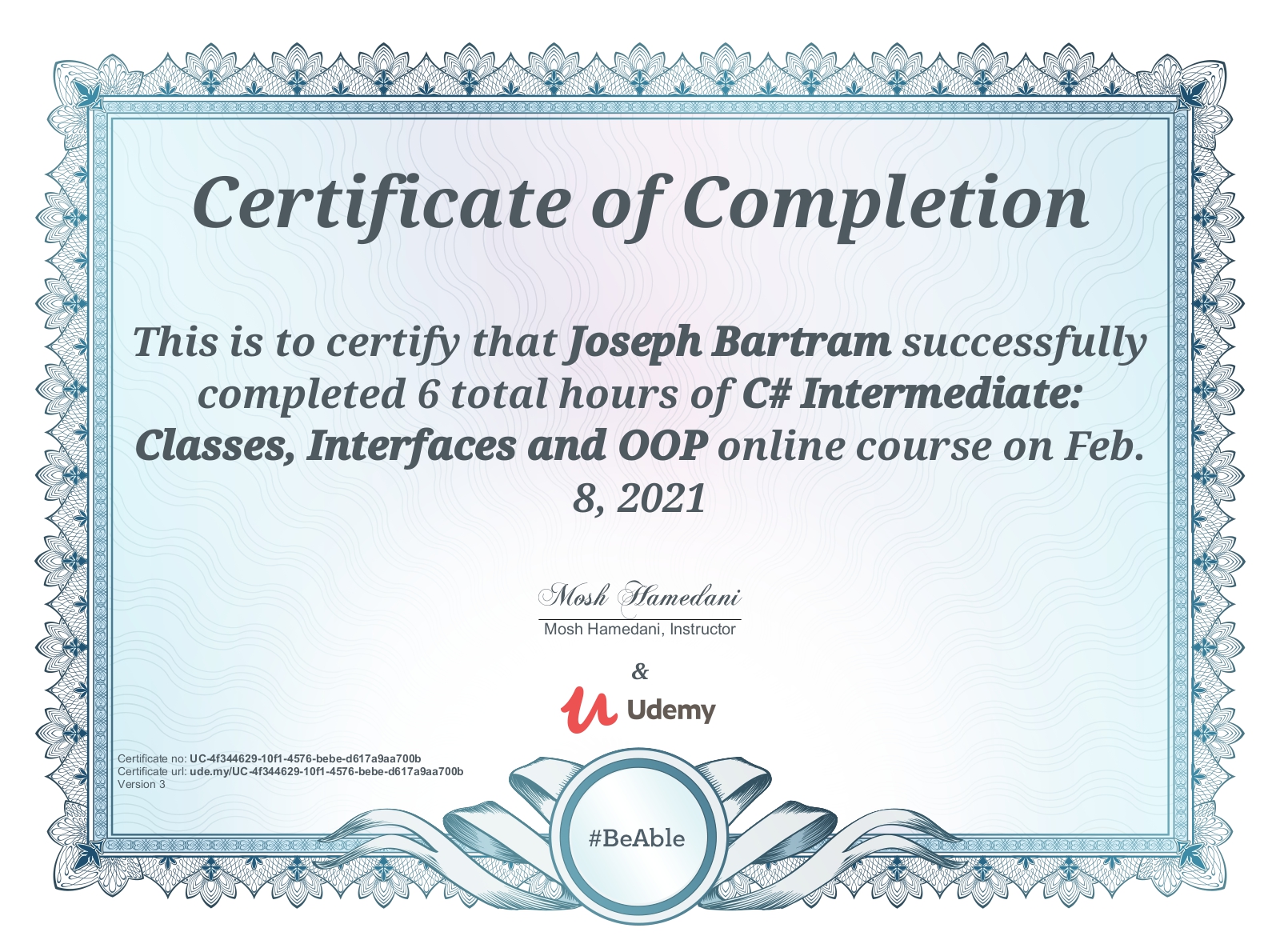 image of udemy certificate